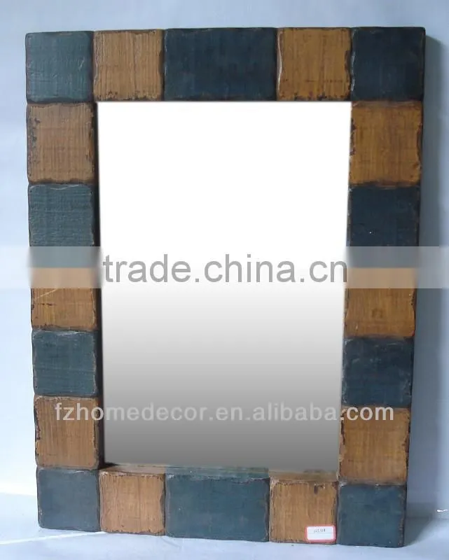 antique distressing mirror with wooden frame
