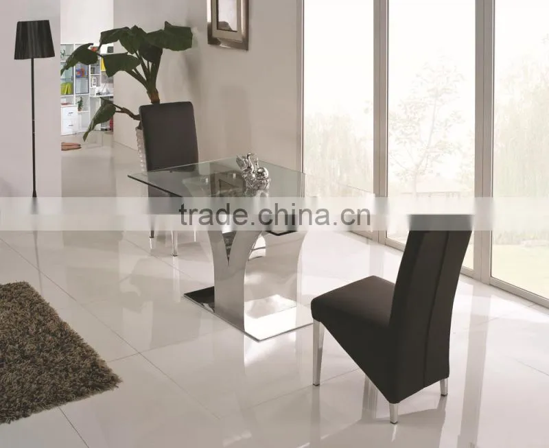 TH317 stainless steel frame modern tempered glass dining table manufacturer