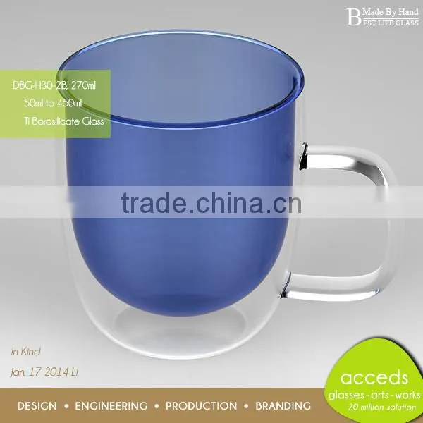 Novelty Blue Decorated Drinking Glass Cup