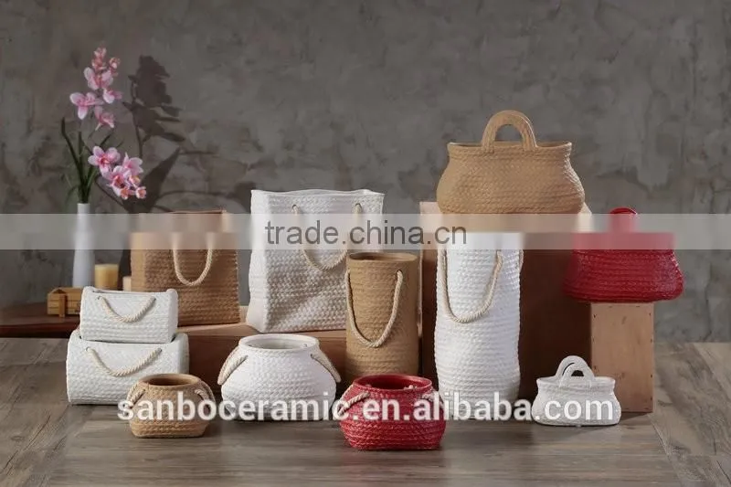 2016 newest Funny bag shaped stoneware type for garden decoration flower pot/flower plants