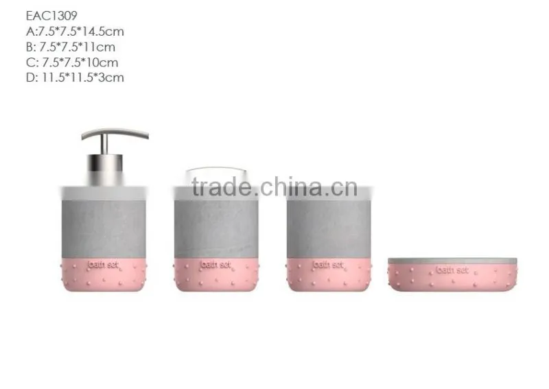 Bathroom accessories set bath soap dispenser, tooth brush holder, soap tray and toilet brush holder
