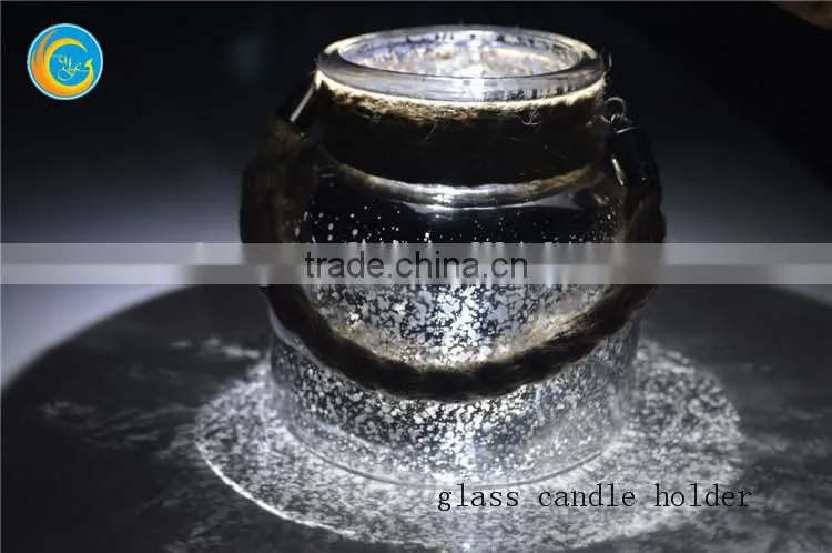 Color Spray Broken silver plating glass Tealight candle holder