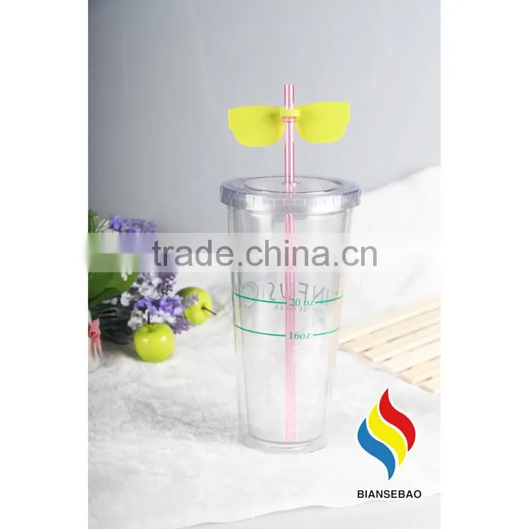 Clear PS/AS cup with logo plastic tumbler 16oz