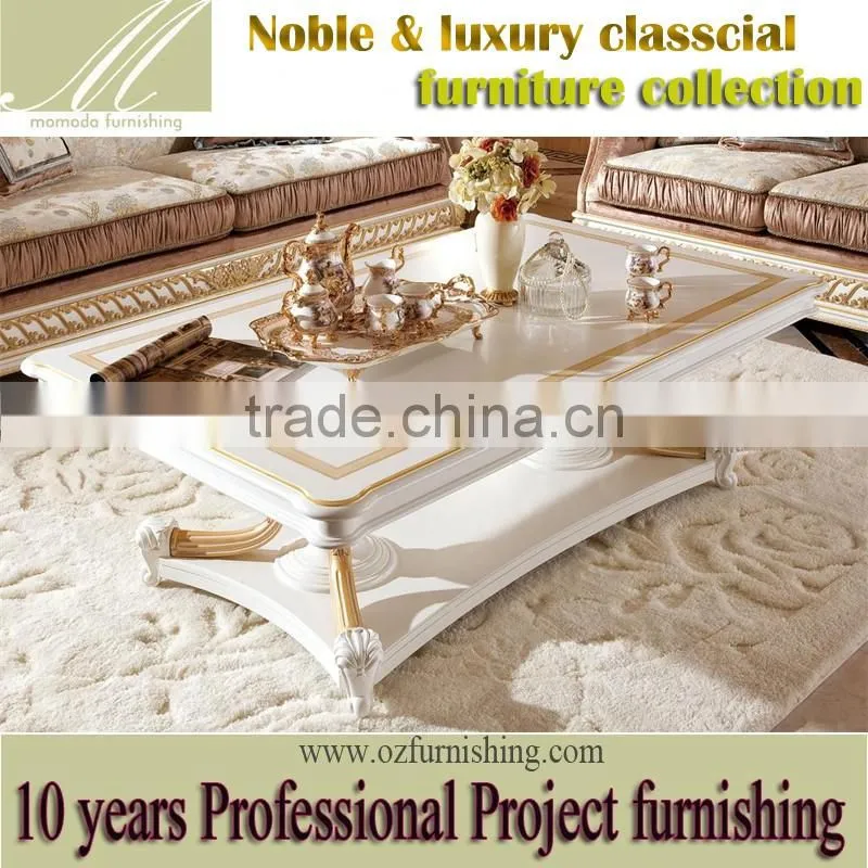 YB62 Baroque style classical luxury wood carved wooden square side coffee table