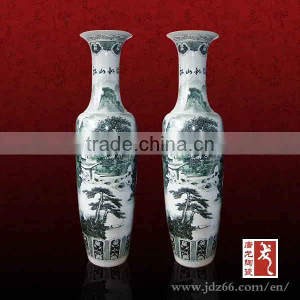 Fancy Chinese ink painting design large floor vases antique vases
