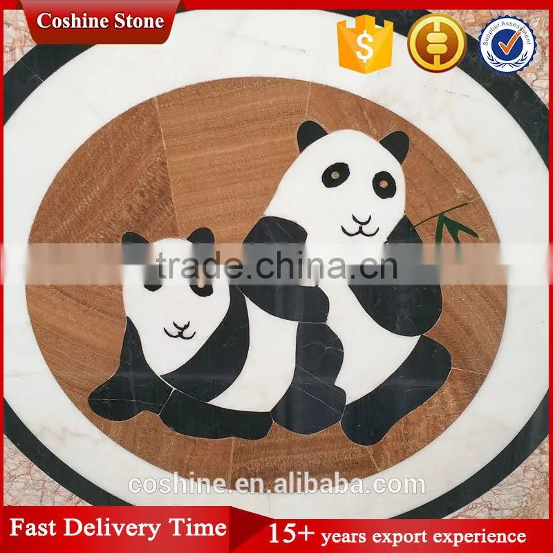 Panda pattern marble waterjet hall flooring designs