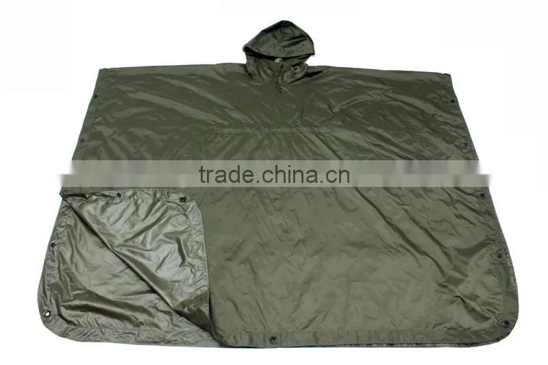 190T 210T 145x110cm military green rain coat poncho with Logo