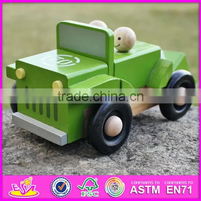 2016 new design funny children wooden toy jeep car W04A326