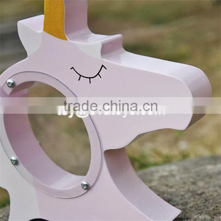 New design lovely wooden unicorn piggy bank for kids W02A257