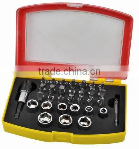32pcs bits and socket set in plastic case