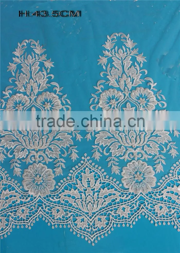 New design hand cut beaded guipure lace trim for bridal wedding dress