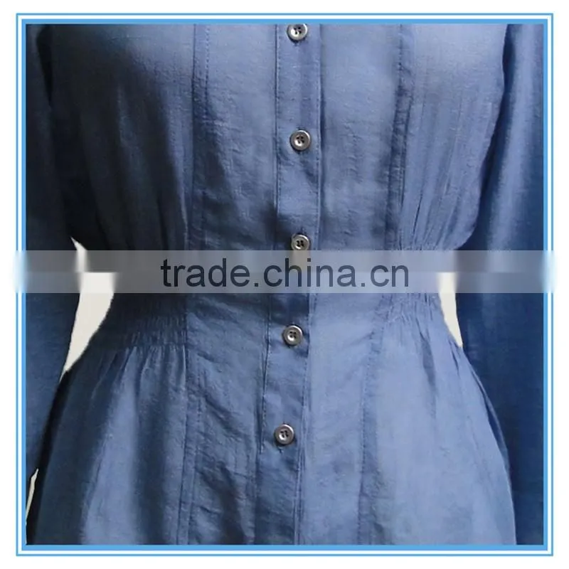 Fashion Women New Models Blouses Slim Waist Lapel Neck Demin Shirt
