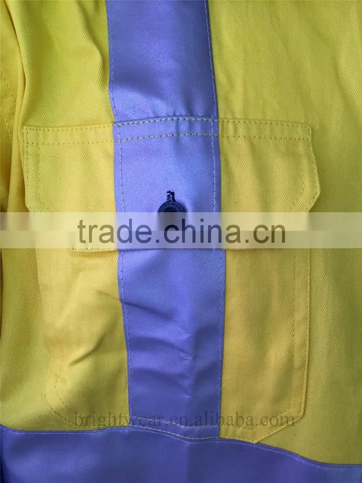 Hi Vis yellow 3M reflective tape safety shirt with contrast color