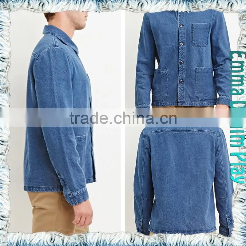 Classic Denim 3 Pockets Mens Jackets Medium Blue
