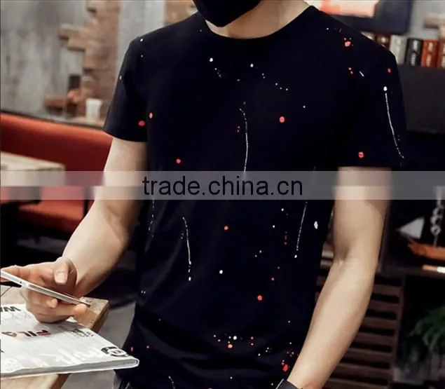 Han edition cultivate one's morality round collar T-shirt printing shirt