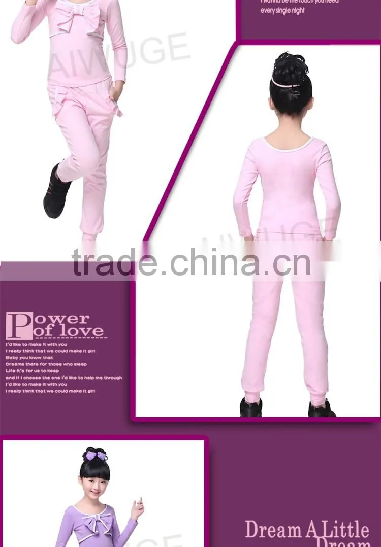 New Spring Autumn Girls Bowknot Long Sleeve Sweatshirt Hoodies & Pants Trendy Tracksuits Children Gymnastics/Sport Suits