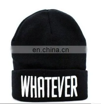 Qianzun orange and blue beanie hat with pom pom