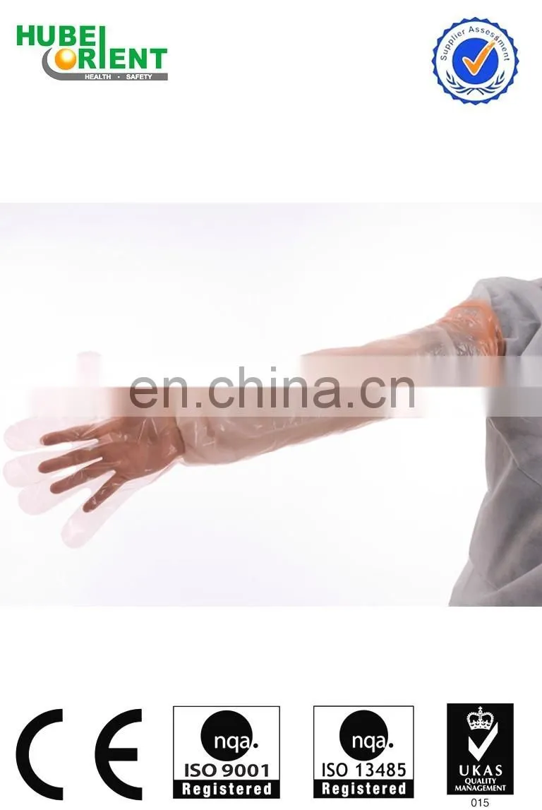 Glove manufacturer PE shoulder length disposable veterinary long sleeve gloves