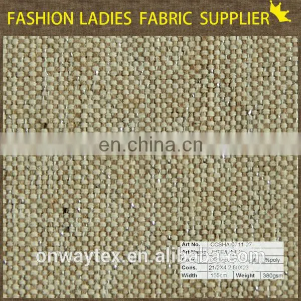 High quality King Size jute linen fabric and Plain StyleCar/Hotel/Home sheets linen silver lurex linen polyester blend fabric