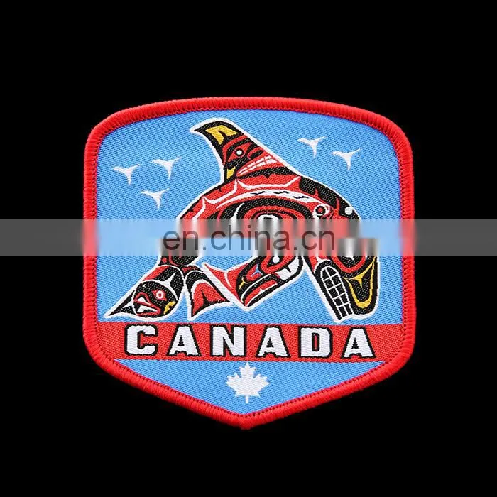 Washable Feature and woven Technics Low price woven patch for dress