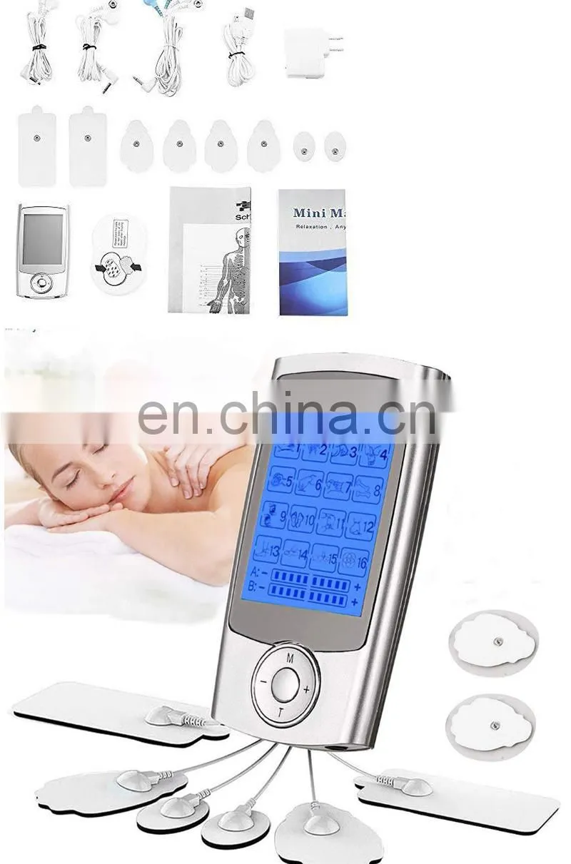 Rechargeable TENS Unit with Family Pack, 3rd Gen 16 Modes TENS Machine Muscle Stimulator with 16pcs TENS Unit Electrode