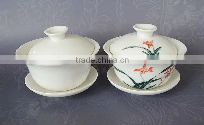 Flower Porcelain Gongfu Teacup Gaiwan 120ml,tureen