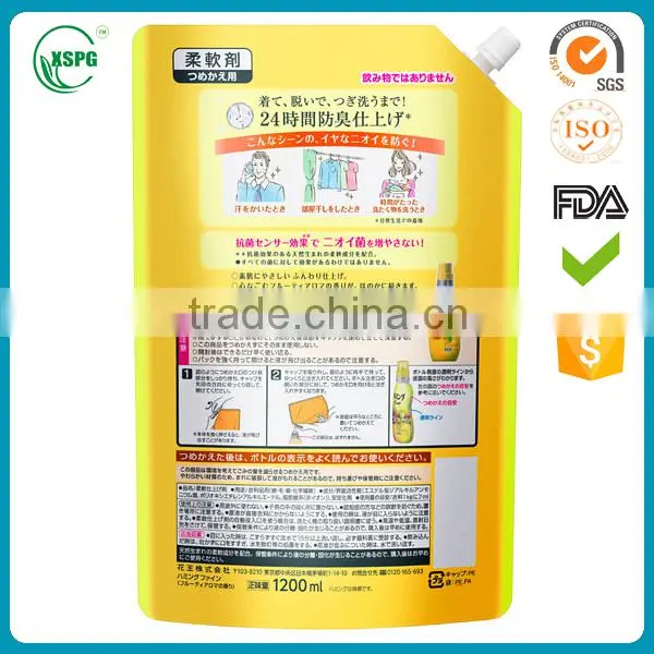 Resealable Plastic Liquid Spout Bag for juice