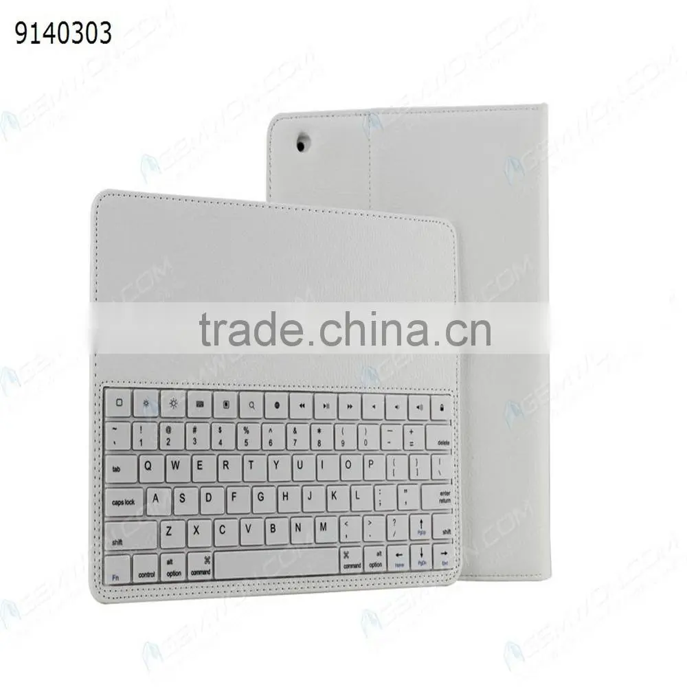 bluetooth keyboard for iPad2/3/4,white Removable plastic keyboard with synthetic leather case