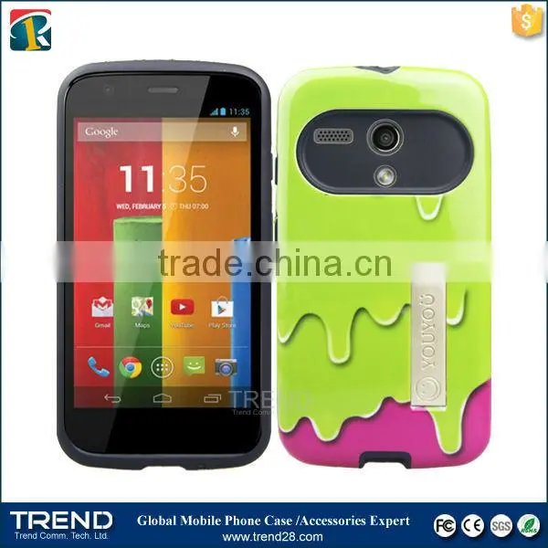 china supplier hybrid combo kickstand phone case for moto G2