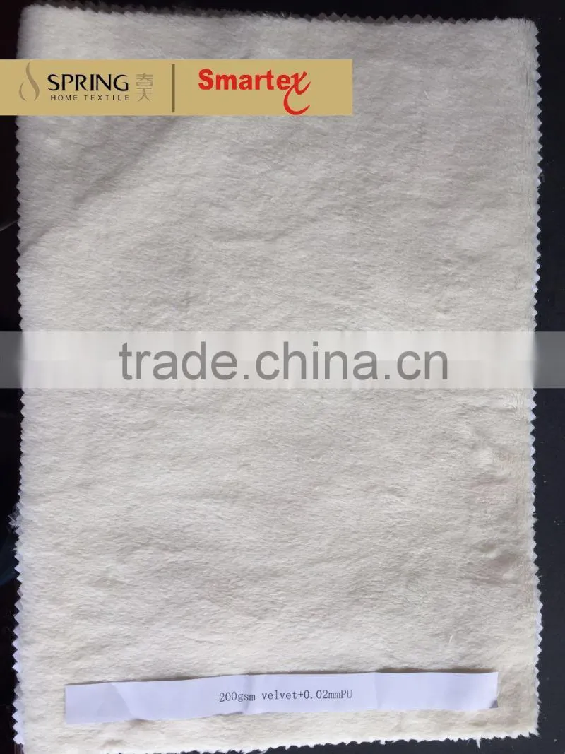 Super soft 200gsm cotton velvet waterproof fabric laminated with TPU