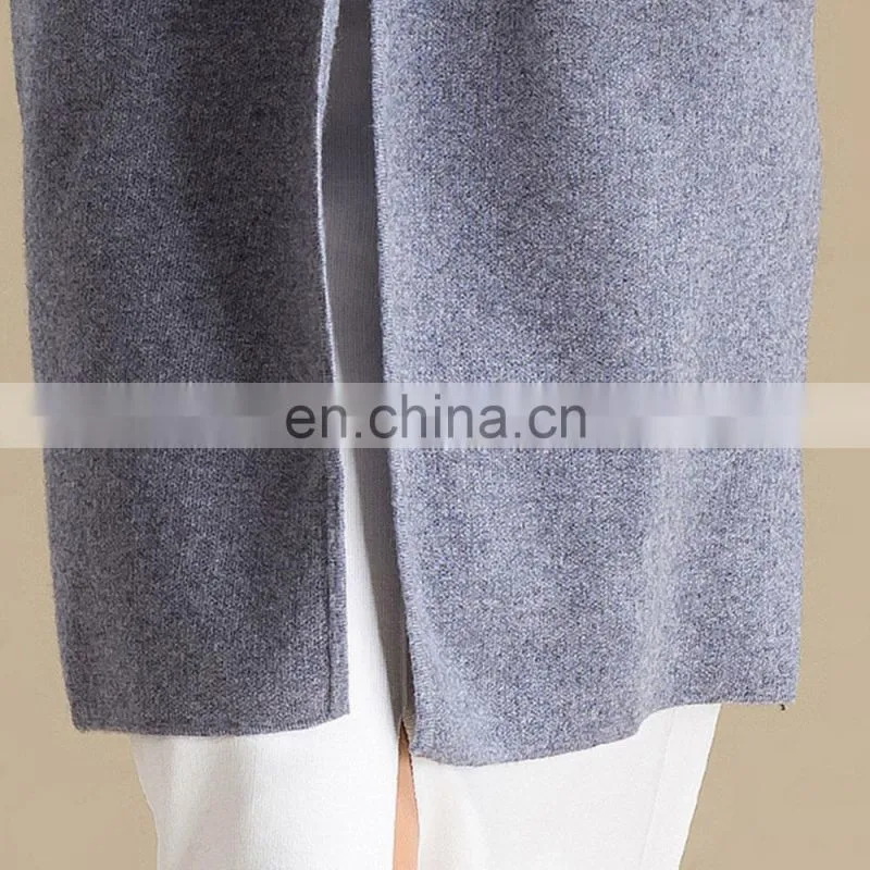 Casual Vintage Women's Winter Coat Custom Knitted Pure Cashmere Cardigan with Hood Winter Sweater