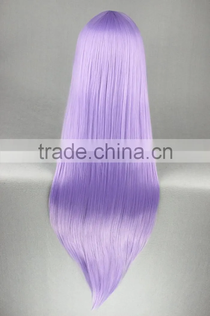 High Quality 80cm Long Straight Saint Seiya -Athena Light Purple Synthetic Anime Wig Cosplay Hair Wig Party Wig