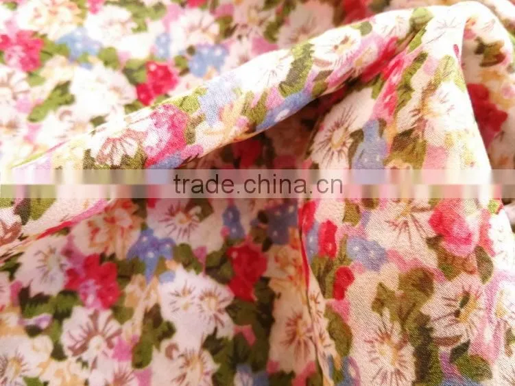 chiffon fabric print flower design for woman garment