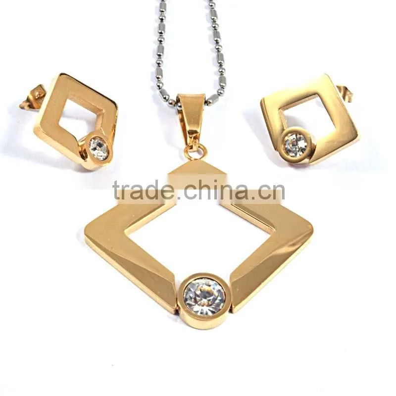 Indian Gold Plated Jewelry Pendant Earrings Set Jewelry In Stainless Steel