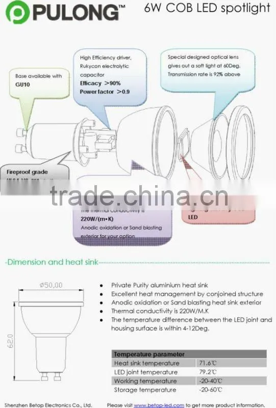 6W led spot /Ra80 680lm spot lighting