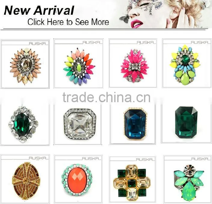 Imitation Green Gemstone Rings Fashion Alloy Rhinestone Ring