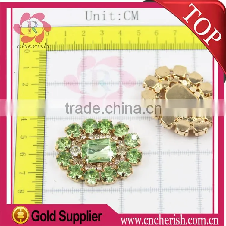 Fashion green color oval shape glue on type ornaments for ladies shoes