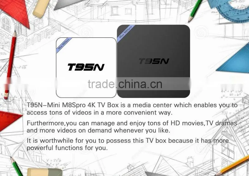 Vensmile T95N Mini M8Spro 2GB/8GB Amlogic S905 T95N Mini M8Spro Android 5.1 Smart tv box Kodi 16.0 t95n tv box