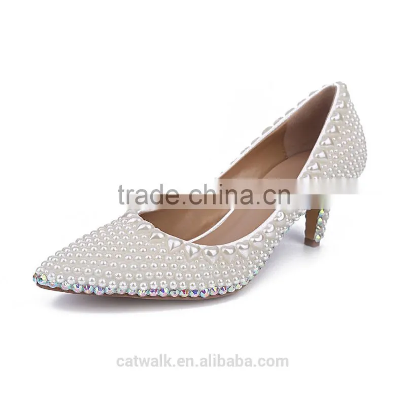 shoes manufactoring own label pearl upper women low heels alibaba wedding shoes
