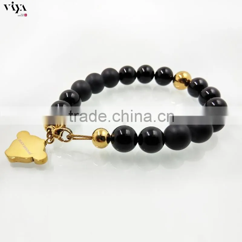 Macrame Beads Bracelet High End Handmade Stainless steel Mix Natural Stones Classic Men Bracelet china.cn Hot Sale