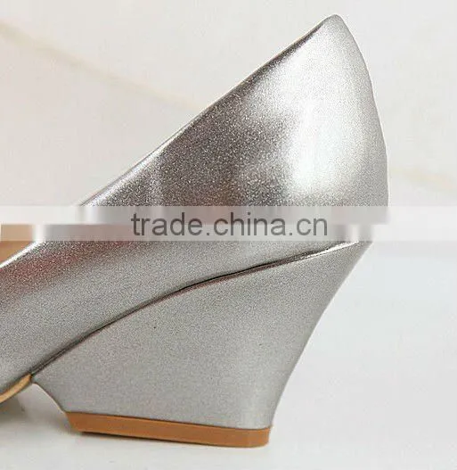 Fashion Gold PU Women Shoes Sexy Wedges Heels Dress Shoes Ladies