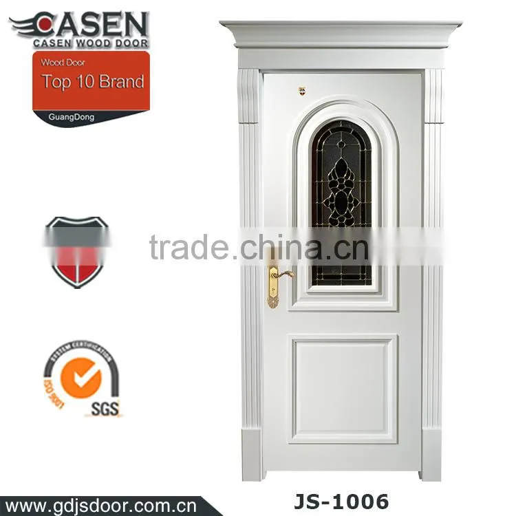 High-quality Rome style main entrance wooden door with art glass for hous design