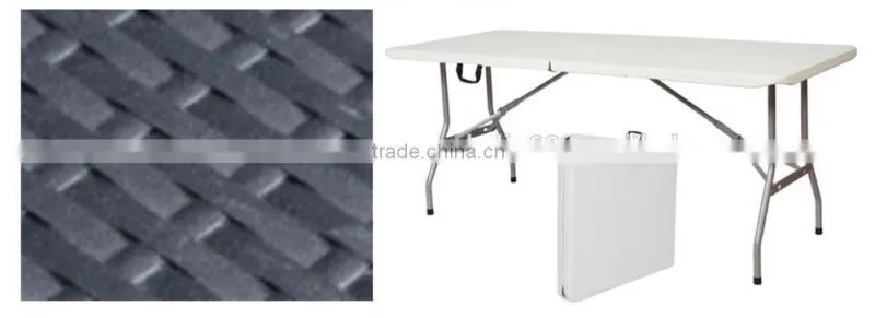 Portable Plastic Folding Table With Rattan Design