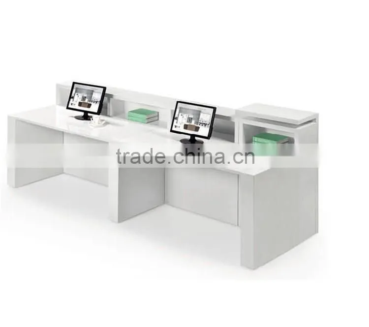 2 seats MDF reception desk dimensions with light inside