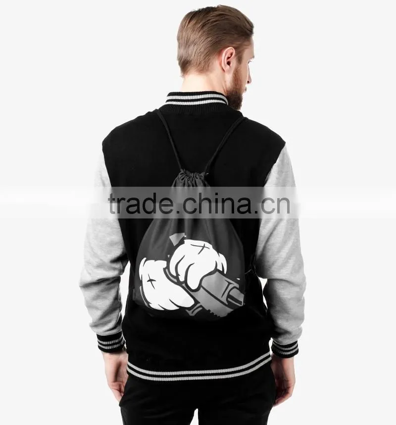 Durable polyester men sport drawstring shoes backpacks