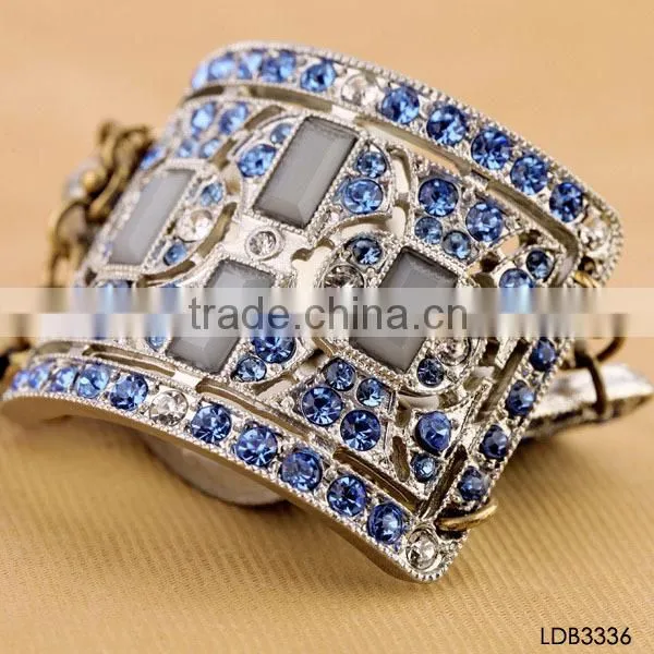 Bling bling rhinestones filled retro silver bangle wholesale Tibetan bangle