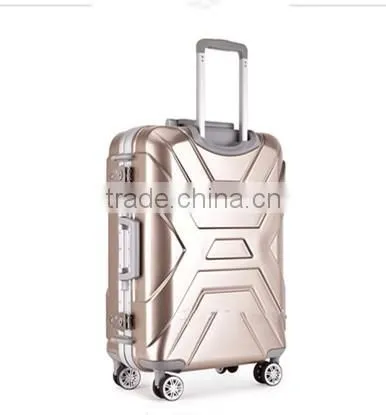Hot fashion ABS+PC aluminum frame luggage with universal wheel