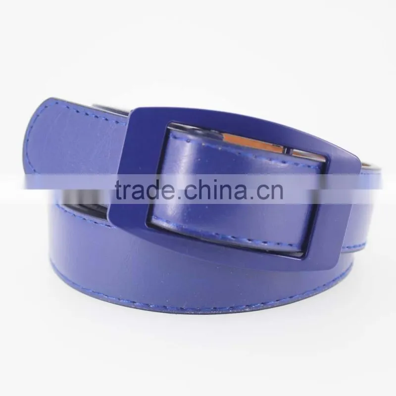 HOT 1 inch fashion PU leather belt dress for women with blue leather in yiwu