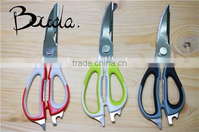 Multifunction stainless steel kitchen scissors with PP+TPR handle BD-S1630