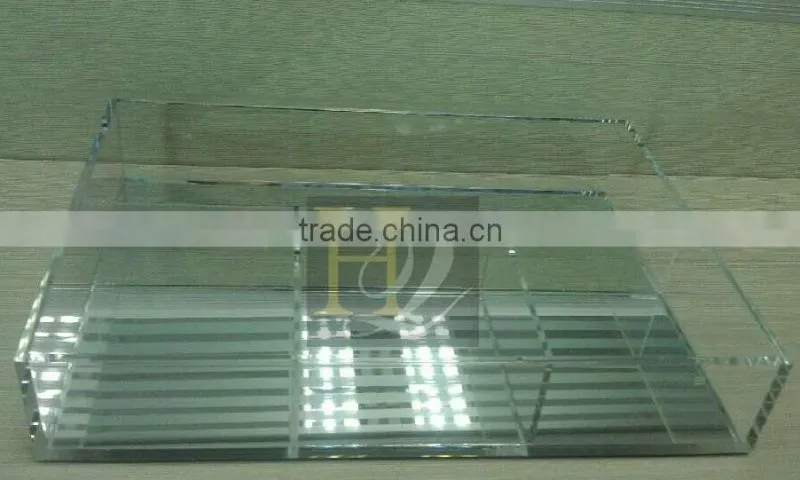 Promotion restaurant hotel bar custom clear rectangular acrylic trays with dividers